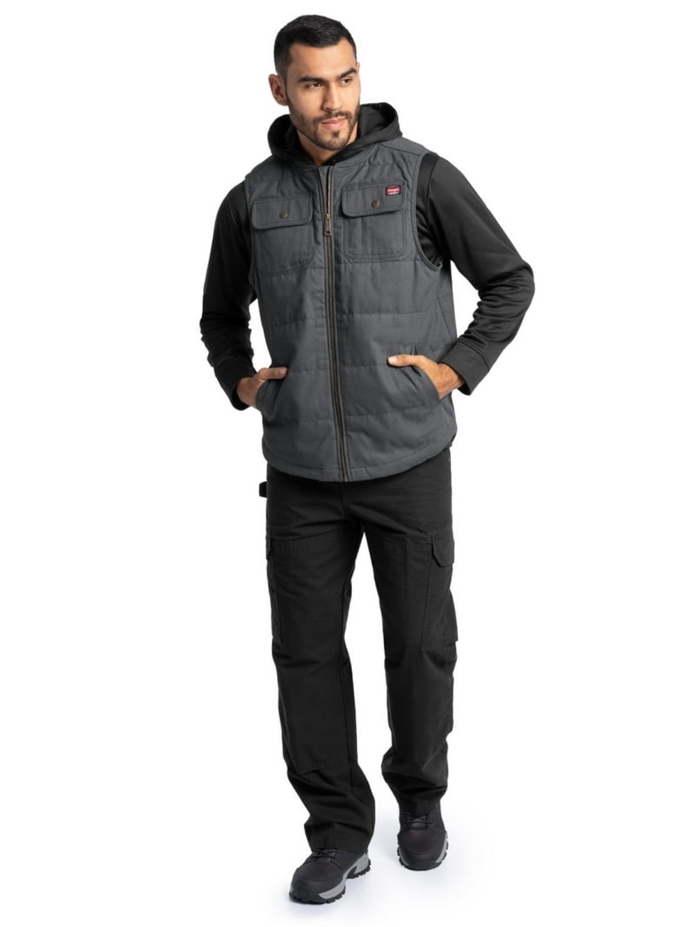 Wrangler Workwear Men's Quilted Duck Work Vest Gray Size L